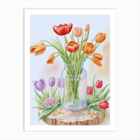 Tulips In A Long Vase Art Print