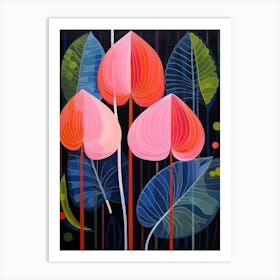 Flamingo Flower Anthurium 3 Hilma Af Klint Inspired Flower Illustration Art Print