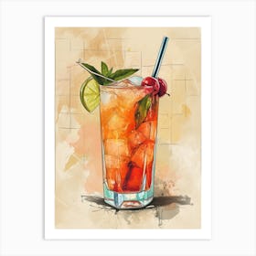 Cocktail Watercolour Inspired Art Print