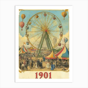 Aihrgdesign A Nostalgic Poster Of A 1901 Fairground With A Fe 175c30fc 4de8 4f74 95ae 83af8aee6ec5 3 Art Print