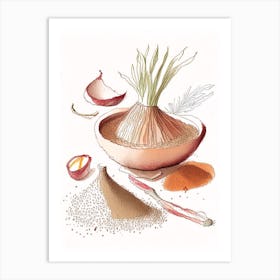 Onion Powder Spices And Herbs Pencil Illustration 1 Art Print