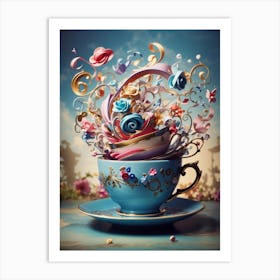 Tea Cup With Flowers Art Print