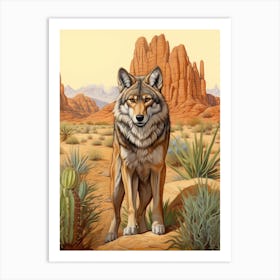 Indian Wolf Desert Scenery 1 Art Print