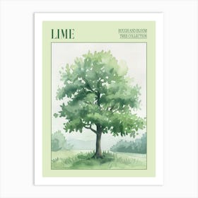 Lime Tree Atmospheric Watercolour Painting 1 Poster Art Print