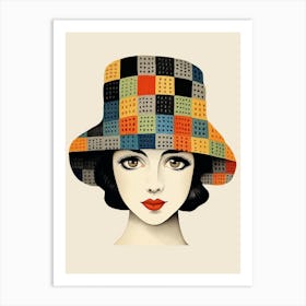 Lady In Crochet Hat Illustration  Art Print