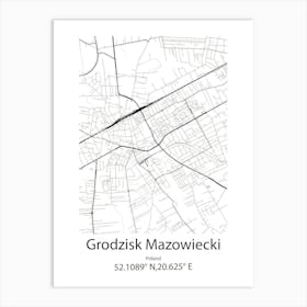 Grodzisk Mazowiecki,Poland Minimalist Map Affiche