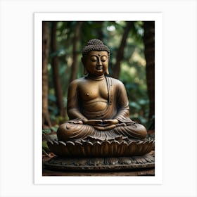 Buddha Statue In The Forest Art Print