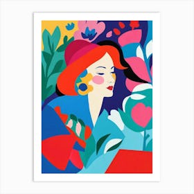 Woman With Flowers 1 Art Print