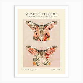 Velvet Butterflies Collection Textile Butterflies William Morris Style 1 Art Print