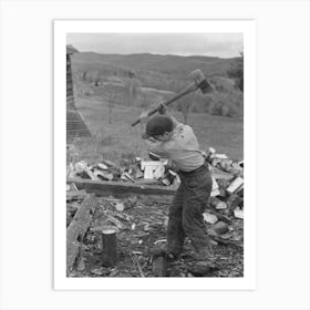 Splitting Wood, Getting Ready For The Winter, On Farm Near Bradford, Vermont By Russell Lee Art Print