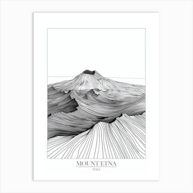 Mount Etna Italy Line Drawing 2 Poster Art Print