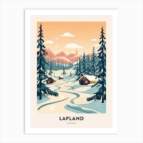 Vintage Winter Travel Poster Lapland Finland 1 Art Print