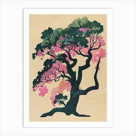 Ebony Tree Colourful Illustration 3 Art Print