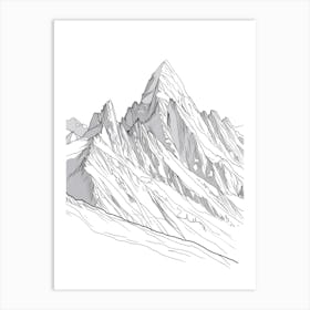 Mount Whitney Usa Line Drawing 7 Art Print