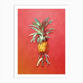 Vintage Pineapple Botanical Art on Fiery Red n.1874 Art Print