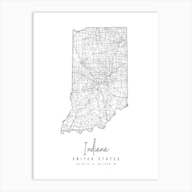 Indiana Minimal Street Map Art Print