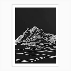 Creag Meagaidh Mountain Line Drawing 7 Art Print