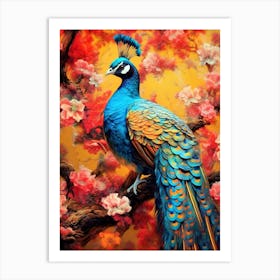 Peacock Painting bird animal Art Print