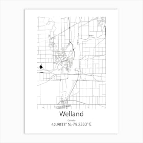 Welland,Canada Minimalist Map Art Print