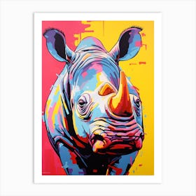 Rhino Pop Art Yellow Blue Pink 1 Art Print