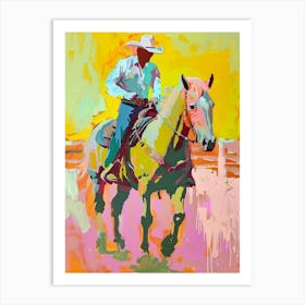 Pink And Yellow Cowboy Painting 4 Art Print
