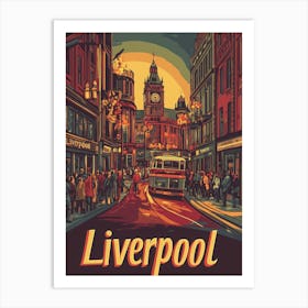 Aihrgdesign A 1970s Inspired Travel Poster For Liverpool 2 Art Print