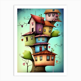 Houses In The Tree Art Print