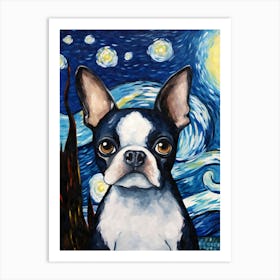 French Bulldog Starry Night Dog Portrait Art Print