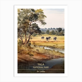 Yala National Park Sri Lanka Watercolour 1 Art Print