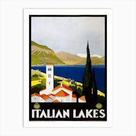 Vintage Italian Lakes Travel Poster, Jean Beaufort Art Print