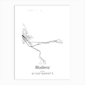 Bludenz,Austria Minimalist Map Art Print