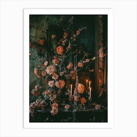 Roses and Candles in the Chateau Art Print