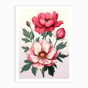 Pink Poppy Flowers Art Print