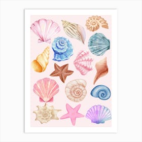 Watercolor Sea Shells Art Print