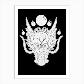 White Dragon Head by Artthree Art Print