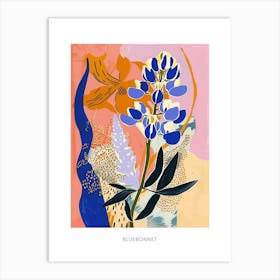 Colourful Flower Illustration Poster Bluebonnet 5 Art Print