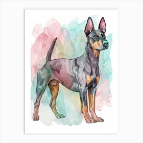 Pinscher Dog Pastel Line Painting 2 Art Print