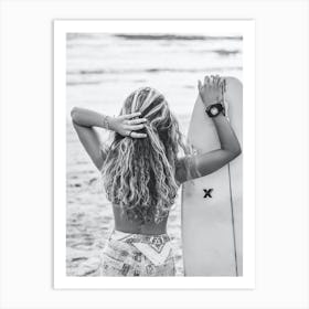 Curly Surf Girl Art Print