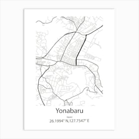 Yonabaru,Japan Minimalist Map Poster