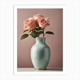 A Vase Of Pink Roses 66 Art Print