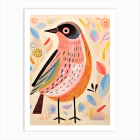 Pink Scandi Robin 6 Art Print