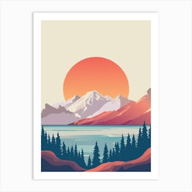 Serene Sunset Over Majestic Mountains Art Print