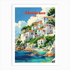 Alonissos Greece Seaside Art Illustration Art Print