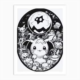 Pokemon Halloween Pokemon Black And White Pokedex Art Print
