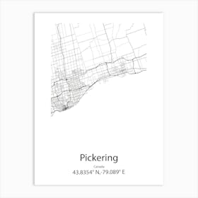 Pickering,Canada Minimalist Map Art Print