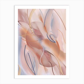 Golden Lines on Pink Abstract Painting Art Print