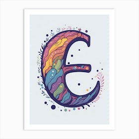 Colorful Letter E Illustration 40 Art Print