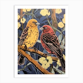 Art Nouveau Birds Poster Yellowhammer 2 Art Print