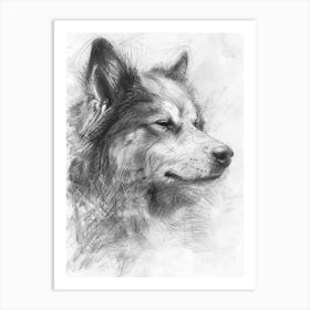 Finnish Spitz Dog Charcoal Line 3 Art Print