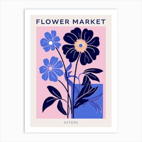 Blue Flower Market Poster Asters 2 Art Print